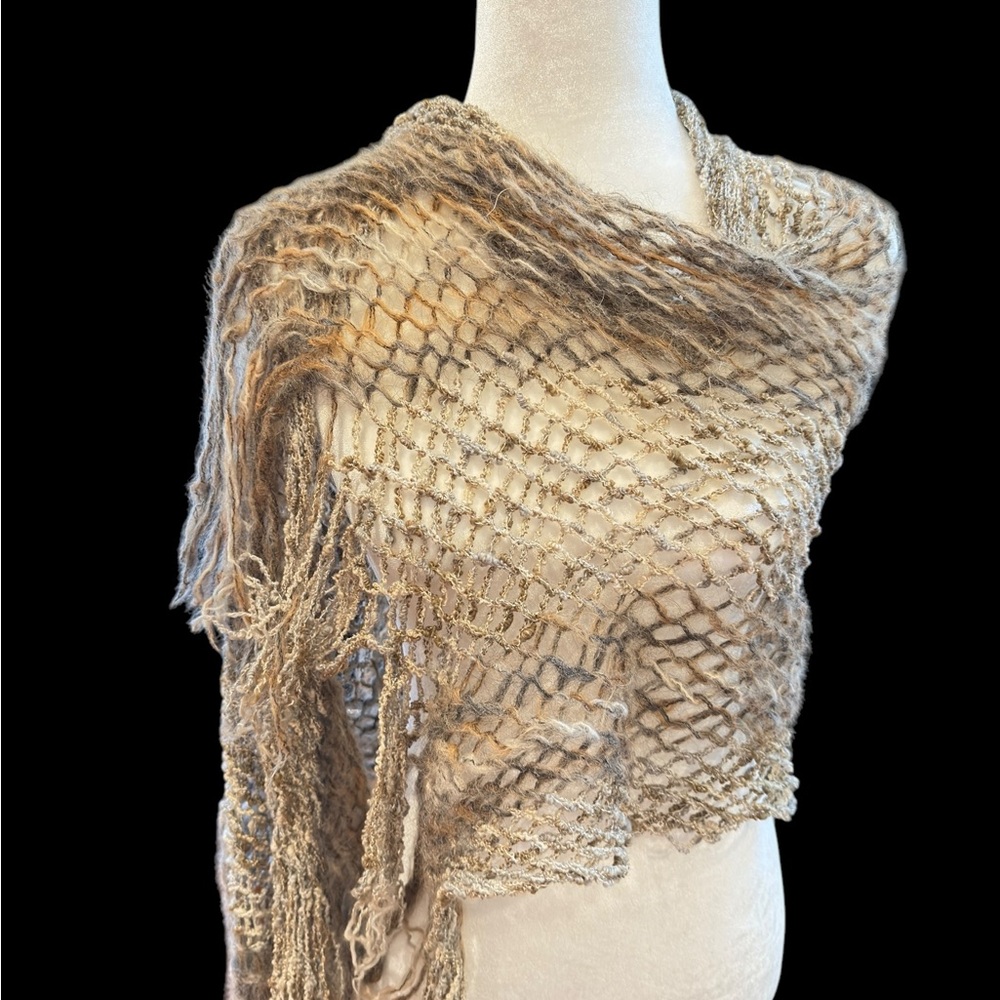 Hand woven gorgeous designer open weave wrap, scarf,